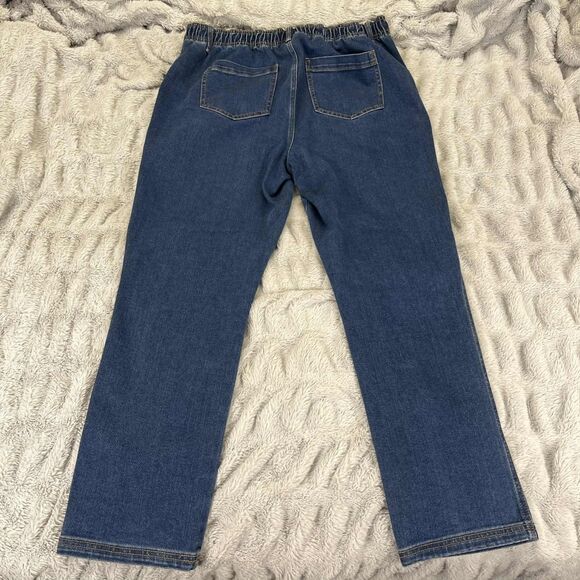 Knox Rose Jeans Women L Straight Leg Mid Rise Blue Stretch Denim Elastic Waist - Picture 2 of 8